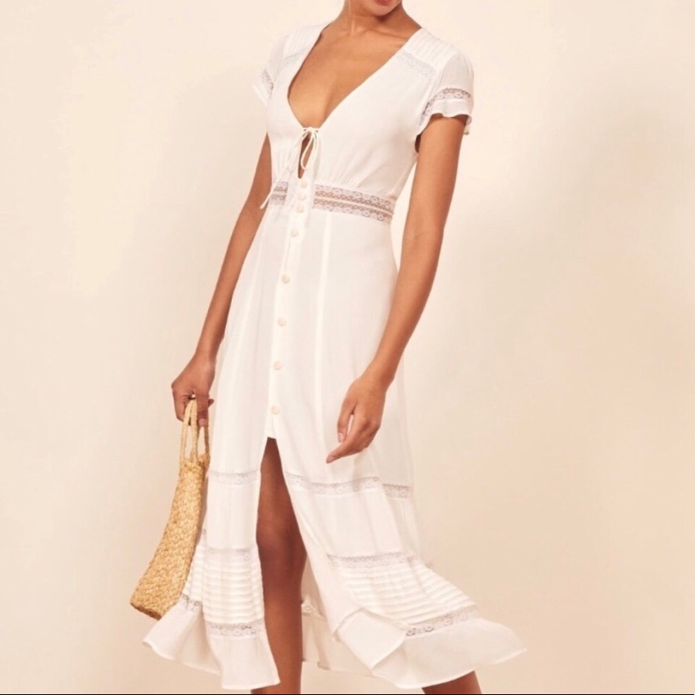 Brand New Reformation Garland Lace Trim Dress